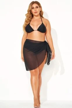 Black Women Short Sarongs Beach Wrap
