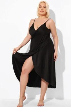 Black Backless Spaghetti Strap Long Cover Up -Sandy Bikinis Shop b decu025 4