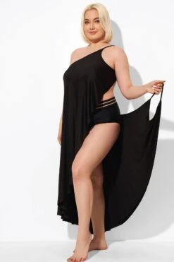 Black Backless Spaghetti Strap Long Cover Up -Sandy Bikinis Shop b decu025 6