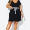 Black V-neck Side Slit Tunic Cover Up