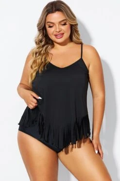 Black Plus Tassel Beach Camisole Beach Sarong -Sandy Bikinis Shop b decu037 3
