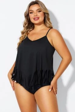 Black Plus Tassel Beach Camisole Beach Sarong -Sandy Bikinis Shop b decu037 5