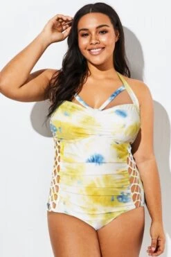 Tie Dye Cut Out Underwire One Piece Swimsuit -Sandy Bikinis Shop b deop005003 33