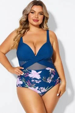 Floral Print Cut Out Mesh Underwire One Piece Swimsuit -Sandy Bikinis Shop b deop006012 4