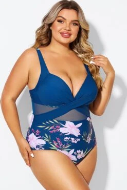 Floral Print Cut Out Mesh Underwire One Piece Swimsuit -Sandy Bikinis Shop b deop006012 6