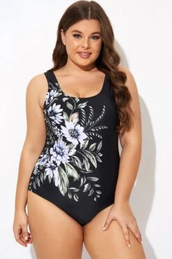 Elegant Flower Print Square Neck One Piece Swimsuit -Sandy Bikinis Shop b deop015005 5