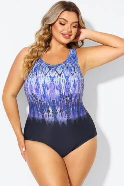 Purple High Neck Tummy Control One Piece Swimsuit -Sandy Bikinis Shop b deop021001 4
