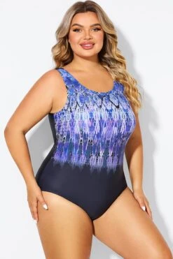 Purple High Neck Tummy Control One Piece Swimsuit -Sandy Bikinis Shop b deop021001 6