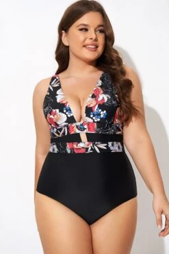 Floral Print Cut Out One Piece Swimsuit 9 Floral Print Cut Out One Piece Swimsuit -Sandy Bikinis Shop b deop032001 4
