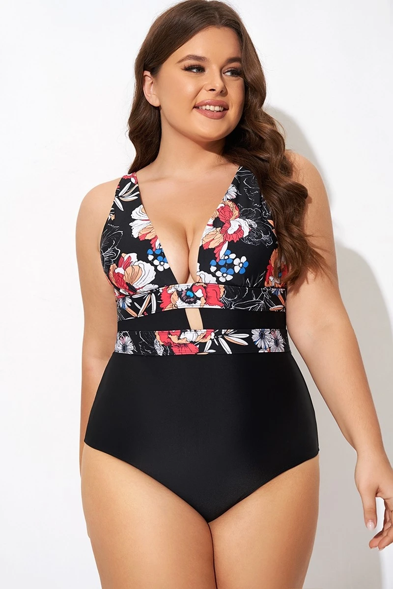 Floral Print Cut Out One Piece Swimsuit 4 Floral Print Cut Out One Piece Swimsuit - Image 4