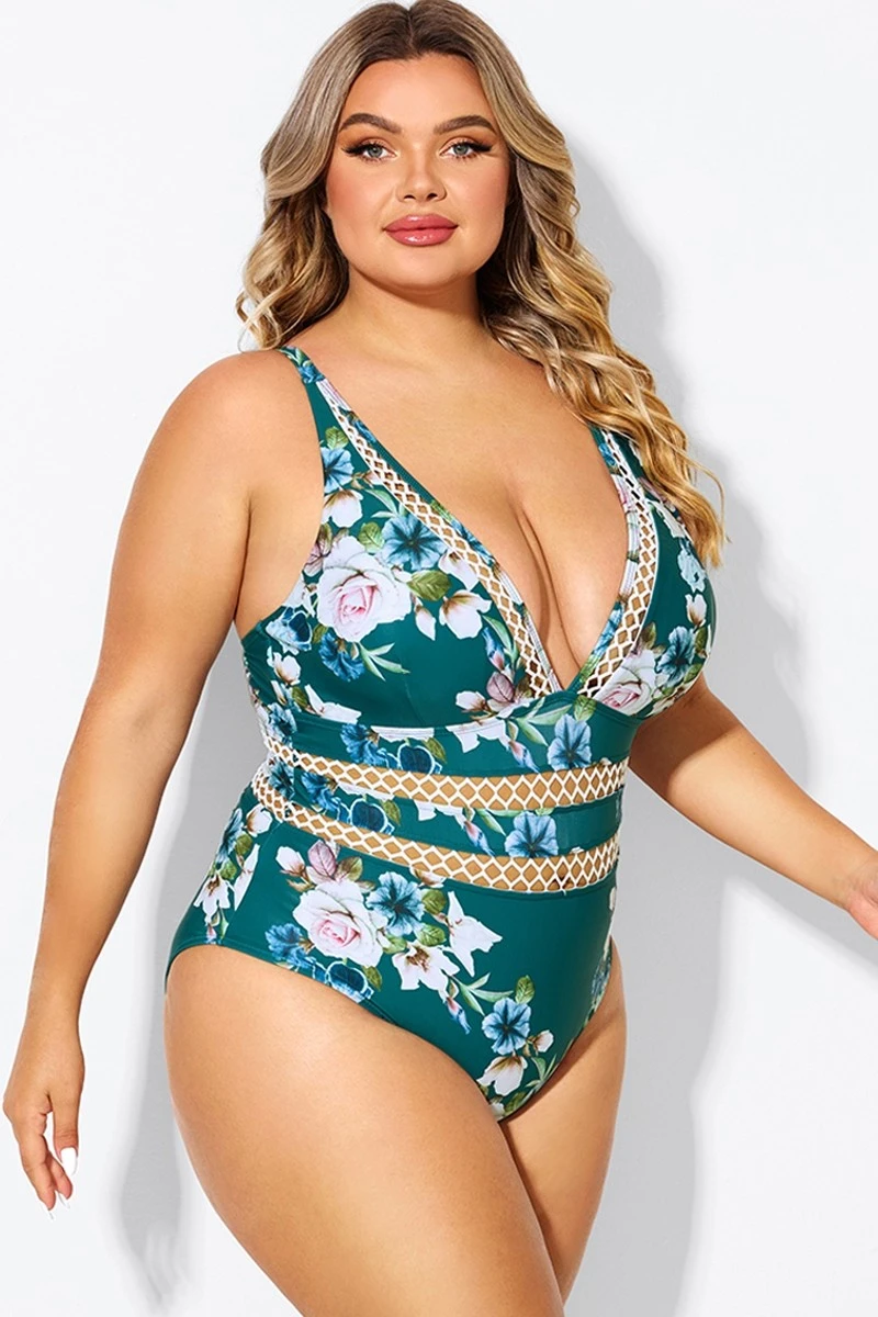 Floral Print Plunge V-neck One Piece Swimsuit 6 Floral Print Plunge V-neck One Piece Swimsuit - Image 6