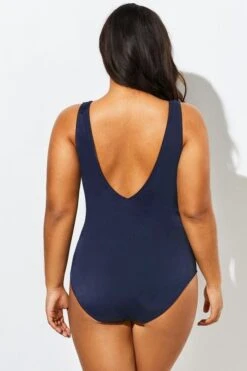 Blue And White Stripe Mesh One Piece Swimsuit -Sandy Bikinis Shop b deop034004 55