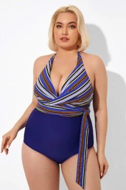 Purple Faux Wrap Halter One Piece Swimsuit 10 Purple Faux Wrap Halter One Piece Swimsuit -Sandy Bikinis Shop b deop035005 6