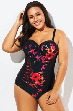Poppies Sweetheart Neckline Ladies One Piece Swimsuit -Sandy Bikinis Shop b deop040001 1