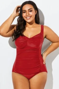 Wine Red Tummy Control Halter One Piece Swimsuit -Sandy Bikinis Shop b deop042002 33