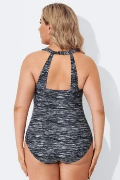 Black Sarong Front Fashionable One Piece Swimsuit 7 Black Sarong Front Fashionable One Piece Swimsuit -Sandy Bikinis Shop b deop065005 2