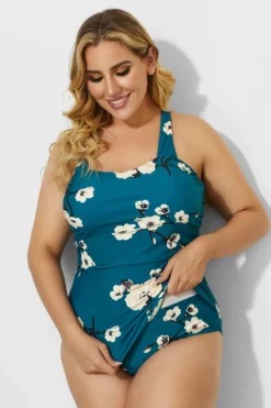 Green H-Back Sarong Front One Piece Swimsuit -Sandy Bikinis Shop b deop065009 2