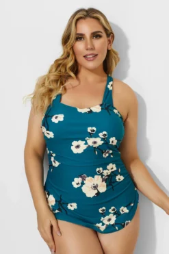 Green H-Back Sarong Front One Piece Swimsuit -Sandy Bikinis Shop b deop065009 4