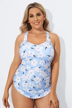 Floral Printed Sexy Sarong Front One Piece Swimsuit -Sandy Bikinis Shop b deop065012 4