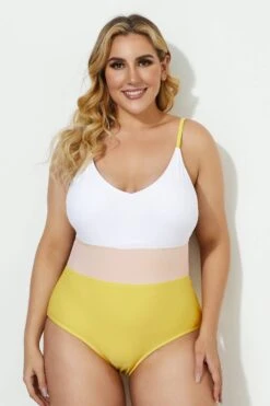 V-neck Color Block Stripe One Piece Swimsuit -Sandy Bikinis Shop b deop086001 3