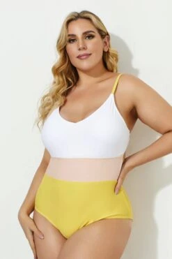 V-neck Color Block Stripe One Piece Swimsuit -Sandy Bikinis Shop b deop086001 4