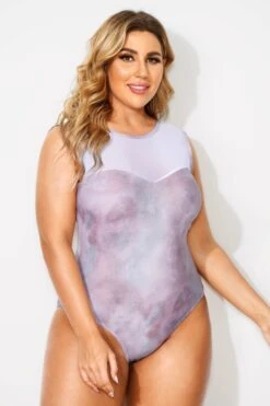 Tie Dye Printed Scoopneck One Piece Swimsuit