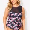Floral Print Ladder Back One Piece Swimsuit