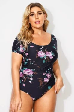 Flower Printed Elastic Women One Piece Swimsuit -Sandy Bikinis Shop b deop090005 4