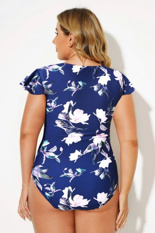 Printed Vintage Frill Sleeve One Piece Swimsuits 2 Printed Vintage Frill Sleeve One Piece Swimsuits - Image 2