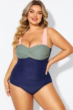 Sweetheart Neck Color Block One Piece Swimsuit -Sandy Bikinis Shop b deop097003 3