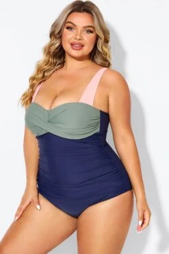 Sweetheart Neck Color Block One Piece Swimsuit -Sandy Bikinis Shop b deop097003 4