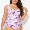 Pink Sweetheart Neckline Tie Dye One Piece Swimsuit