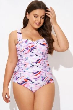 Pink Sweetheart Neckline Tie Dye One Piece Swimsuit -Sandy Bikinis Shop b deop097005 3