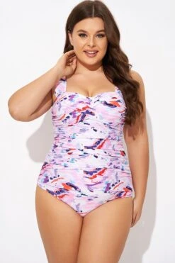 Pink Sweetheart Neckline Tie Dye One Piece Swimsuit -Sandy Bikinis Shop b deop097005 5