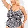 Zebra Print Scoopneck Sexy One Piece Swimsuit