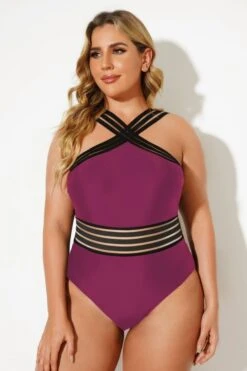 Red Criss-cross Straps Full Lining One Piece Swimsuit -Sandy Bikinis Shop b deop115003 33