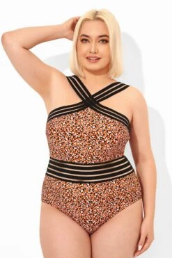 Printed Mesh Elastic One Piece Swimsuit For Lady -Sandy Bikinis Shop b deop115004 4