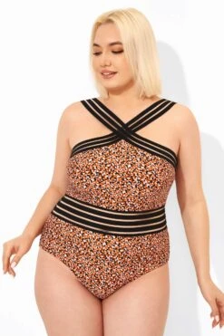 Printed Mesh Elastic One Piece Swimsuit For Lady -Sandy Bikinis Shop b deop115004 6