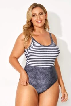 Stripes Extra-low Back Stylish One Piece Swimsuit -Sandy Bikinis Shop b deop127001 1