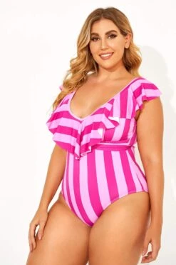 Ruffle Shoulder Swimsuit With Belt One Piece Swimsuit -Sandy Bikinis Shop b deop146001 2