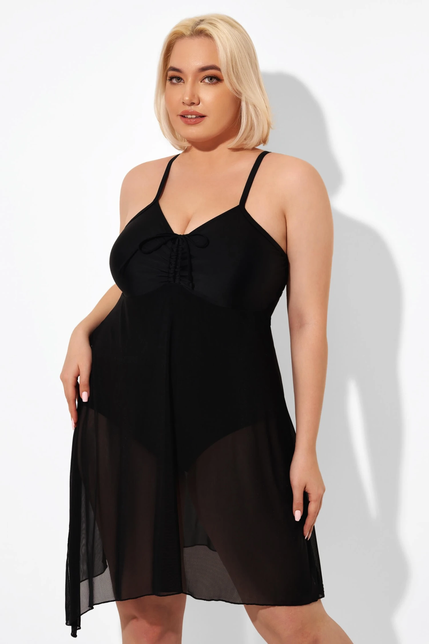 Black 2 In 1 Adjustable Straps Retro One Piece Swimsuit 1 Black 2 In 1 Adjustable Straps Retro One Piece Swimsuit