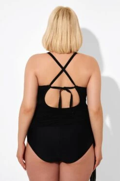Black 2 In 1 Adjustable Straps Retro One Piece Swimsuit 8 Black 2 In 1 Adjustable Straps Retro One Piece Swimsuit -Sandy Bikinis Shop b deop177001 3