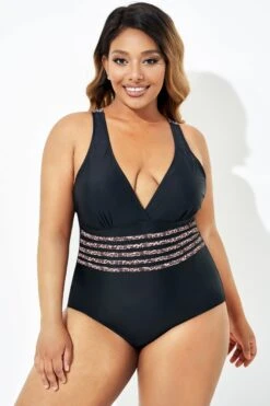 Black Trendy Leopard Printed One Piece Swimsuit -Sandy Bikinis Shop b deop180001 3