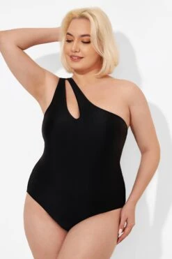 Black Cut Out One Shoulder One Piece Swimsuit -Sandy Bikinis Shop b deop182001 3