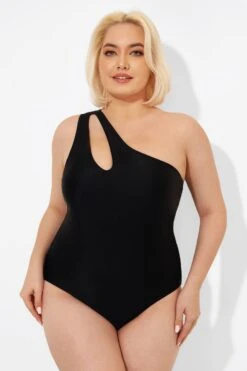 Black Cut Out One Shoulder One Piece Swimsuit -Sandy Bikinis Shop b deop182001 4
