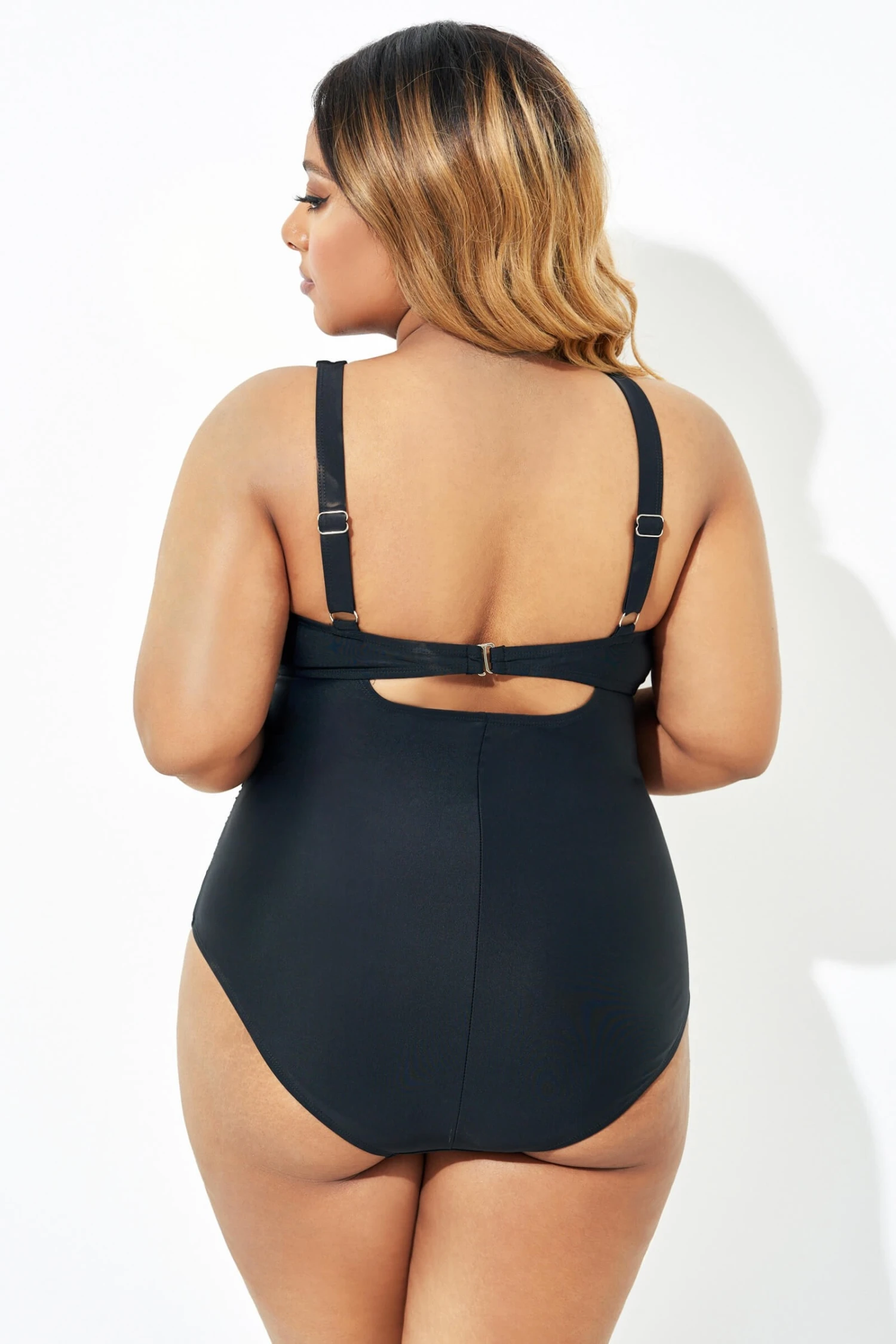 Black Cut Out Tie Front Underwire One Piece Swimsuit 2 Black Cut Out Tie Front Underwire One Piece Swimsuit - Image 2
