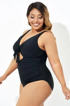 Black Cut Out Tie Front Underwire One Piece Swimsuit 8 Black Cut Out Tie Front Underwire One Piece Swimsuit -Sandy Bikinis Shop b deop184001 3