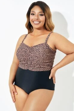 Black Leopard Tummy Control One Piece Swimsuit