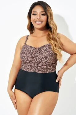 Black Leopard Tummy Control One Piece Swimsuit -Sandy Bikinis Shop b deop193001 5