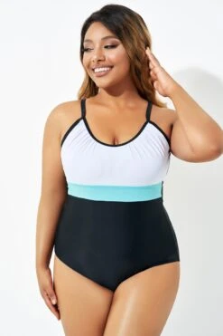 Color Block Print Open Back One Piece Swimsuit 10 Color Block Print Open Back One Piece Swimsuit -Sandy Bikinis Shop b deop222001 4 1